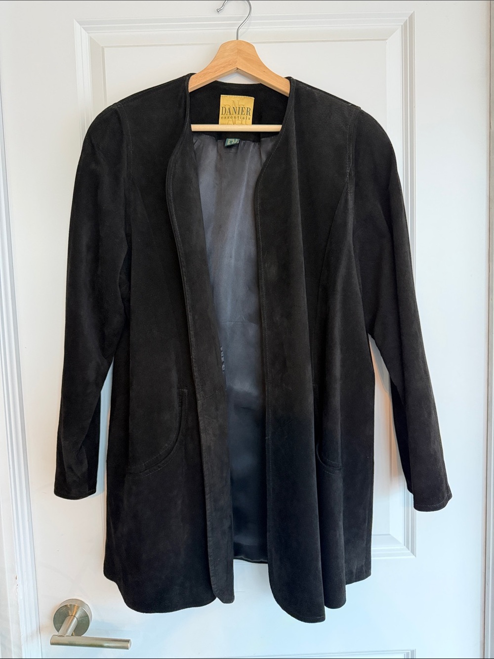 Danier Black Suede Open-Front Jacket